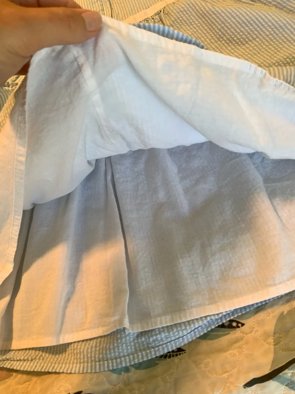 Classic Girls' Light Blue Seersucker Dress with Bow